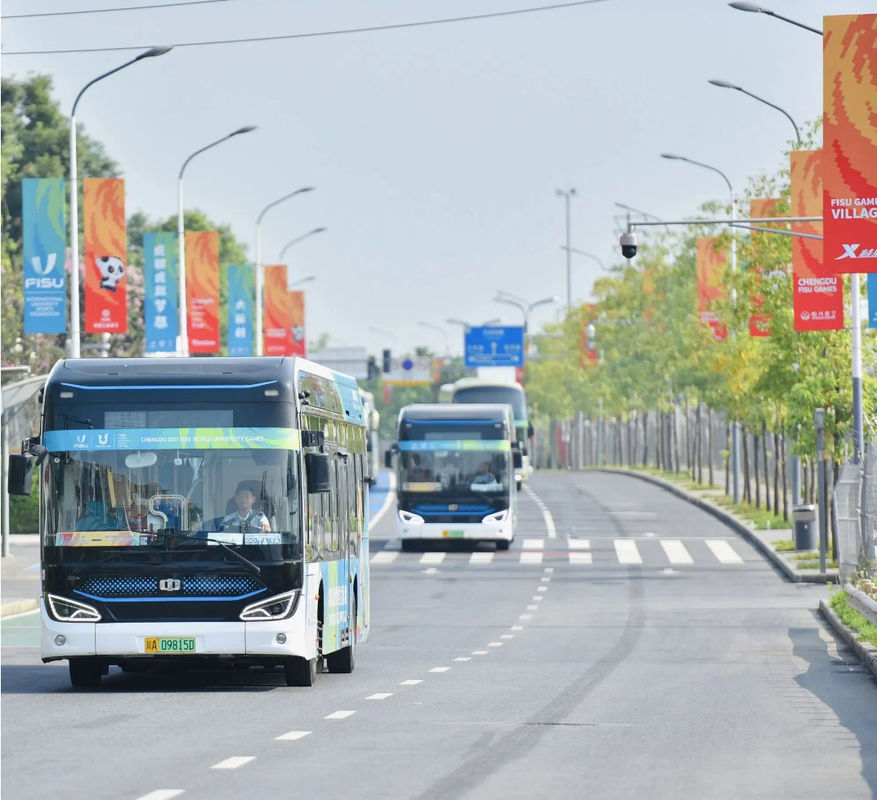 230km Drive Range Pure Electric Bus Front And Rear Disc Braking System Electric Defroster